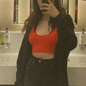 Red cropped tank top
